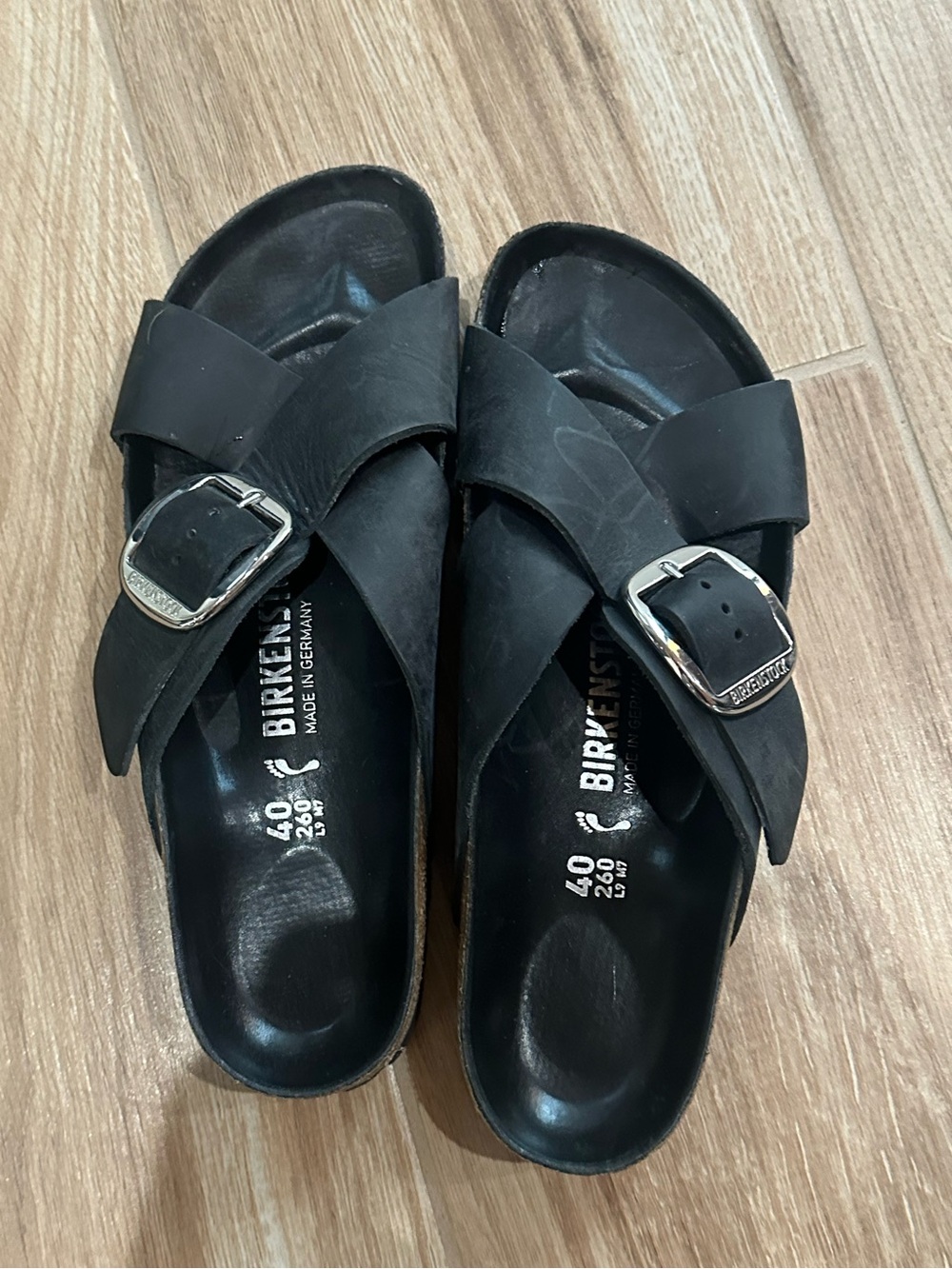 Birkenstock Women's Black Sienna Big Buckle Leather Sandals Size 9 - Picture 5 of 5
